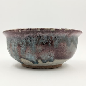 Handmade Ceramic Bowl - Turquoise and Dark Rose Pink Glaze