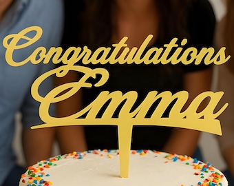 Personalized Congratulations Cake Topper, Name Cake Topper, Customized Cake Topper, Cake Topper with optional Stand, Birthday Gift