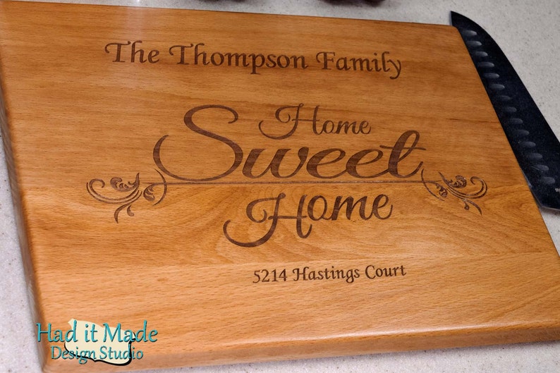 House Warming Gift Custom Cutting Board Engraved Cutting Board HSH1 Wedding Gift Home Sweet Home Cutting Board