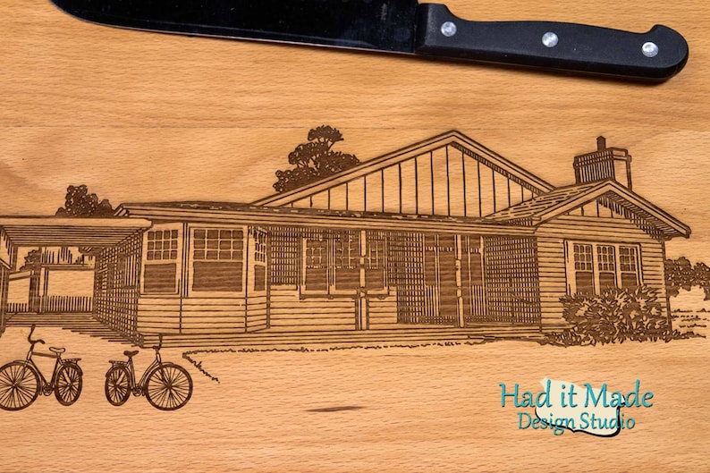 Engraved Cutting Board HSH5 Custom Cutting Board Bicycle House Warming Gift House Cutting Board