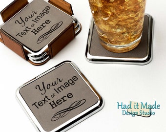 Monogram Coaster Set, (CS-custom2) We will engrave your design!