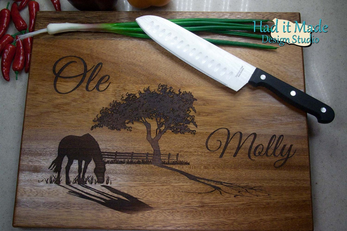 Western Horse Ranch Cutting Board W1 Personalized Wedding Etsy