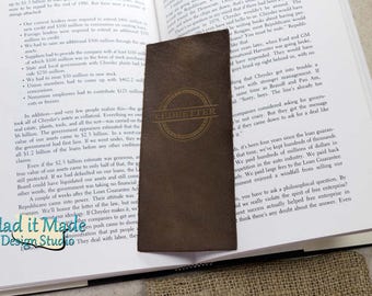 Split Circle with Stars Bookmark, (BM-SM1) Fine Leather Bookmark with Custom made Burlap Gift Bag, 3rd Anniversary Gift, Bookworm