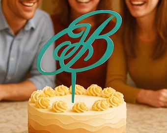 Last Name Initial Cake Topper, Name Cake Topper, Customized Cake Topper, Cake Topper with Stand, Birthday Gift