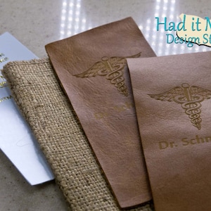 Caduceus Bookmark, (BM-DR1) Fine Leather Bookmark, Medical Gift, Doctor Gift, Graduation Gift
