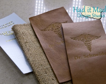 Caduceus Bookmark, (BM-DR1) Fine Leather Bookmark, Medical Gift, Doctor Gift, Graduation Gift