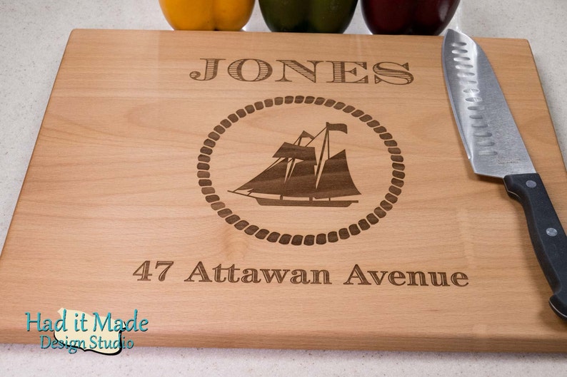 Nautical Sailboat Cutting Board N2S Personalized Wedding Etsy