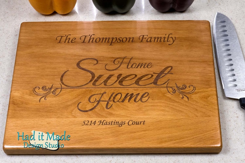 House Warming Gift Custom Cutting Board Engraved Cutting Board HSH1 Wedding Gift Home Sweet Home Cutting Board