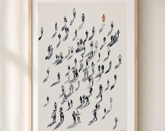 Arte figurativo Acuarela original Personas electas Pintura vertical Arte minimalista Cuadro de pared enmarcado 20x28 pulgadas por Bogdan Shiptenko