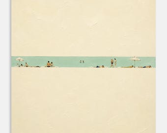 Arte figurativo. Pintura acrílica original. Costa turquesa. Lienzo para pared. Pintura costera. Arte náutico. 20x20 pulgadas. Por Bogdan Shiptenko.
