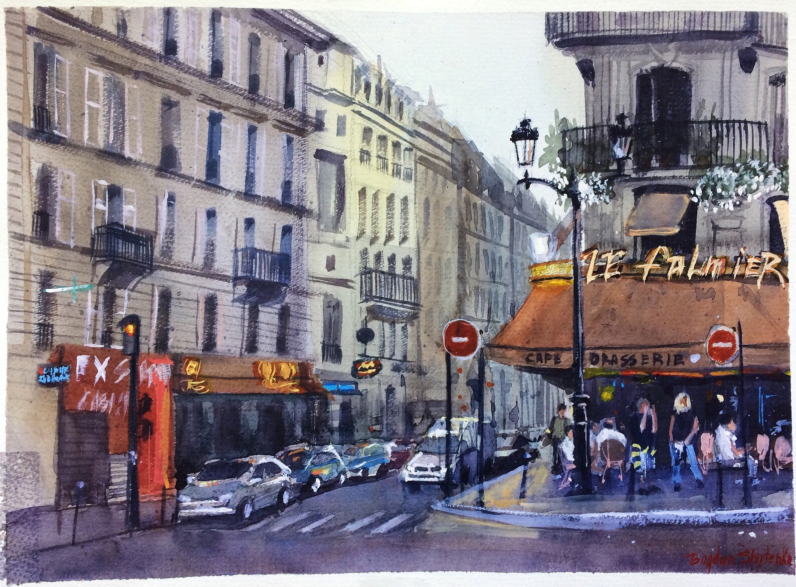 Art Print Paris Pic Street scene Cityscape Painting Pic Etsy