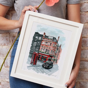 London art Original marker painting, experience the bustling energy of London's streets in this original marker painting, which skillfully captures the city's iconic architecture and dynamic street scenes in vivid detail.