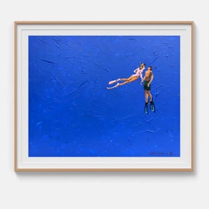 Figurative art Original acrylic painting Emotional deep Blue wall art Canvas painting Contemporary art 16" by 20" inches by Bogdan Shiptenko