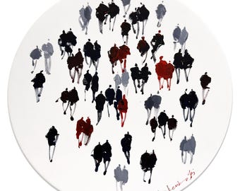 具象絵画 オリジナルアクリル画 静かな繋がり キャンバス絵画 アクリルアート作品 人物画 13x13インチ ボグダン・シップテンコ作