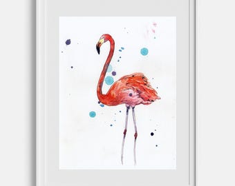 Animal painting Original watercolor painting Pink elegance Bird art Pink wall art Animal art Watercolor artwork 6" by 8" by Bogdan Shiptenko
