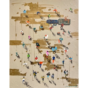New York Society Print of Original Acrylic Painting Figurative Art People Abstract Painting People Art 16" by 20" inches by Bogdan Shiptenko