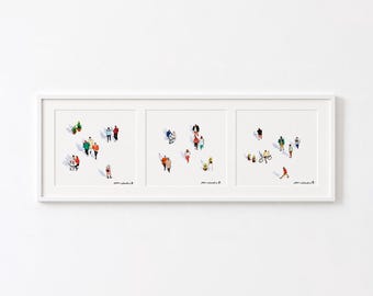 Figurative art Original marker painting Passing moments Marker art Minimalist artwork Figurative painting 8 х 22" inches by Bogdan Shiptenko