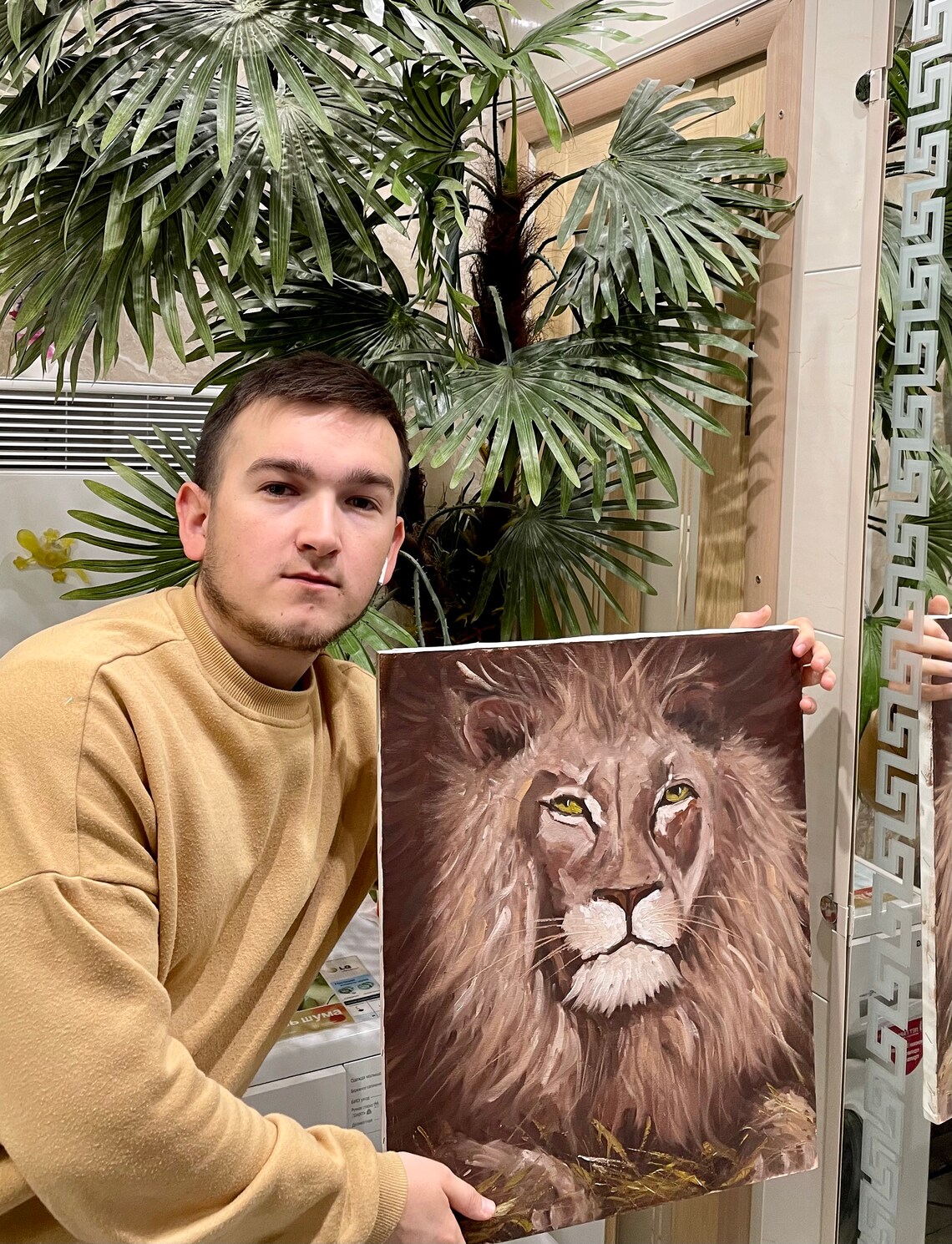 Lion Wild Cats Original Oil Painting Animal Painting Cat Art Etsy