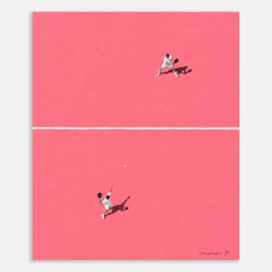 Figurative art Original acrylic painting Padel players Pink art Large painting Canvas art Vertical wall art 28x32 inches by Bogdan Shiptenko