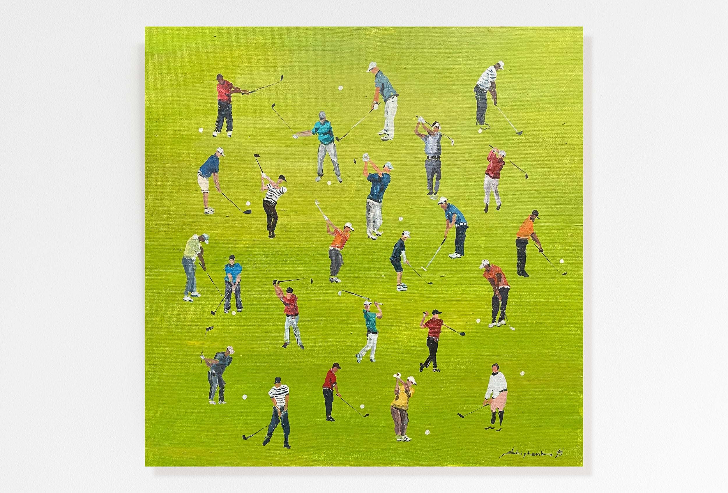 Golf Players Painting Original Art Golfers Oil Painting