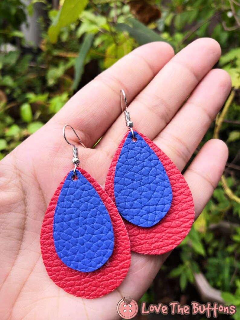 5cm x 3.5cm. 30pcs Glitter Teardrop /& 30pcs Solid Color Faux Leather Teardrop,Double Sided 60pcs 30pairs Assorted Color Teardrop Precut