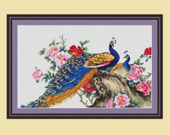 Cross Stitch Kit by Luca-s Two Peacocks Peacock Cross Stitch Kit Counted Cross  Stitch Modern Bird Cross Stitch Disney Cross Stitch Gift 