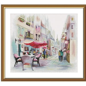 Cross Stitch Kit by Nova Sloboda - Cafe near the house