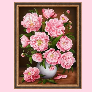Diamond Mosaic Kit Diamond painting - Mother-of-pearl peonies