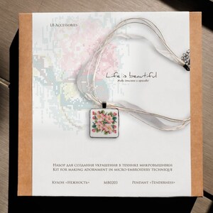 Kit for making adornment in micro-embroidery technique &quot;Pendant “Tenderness&quot; MB0203