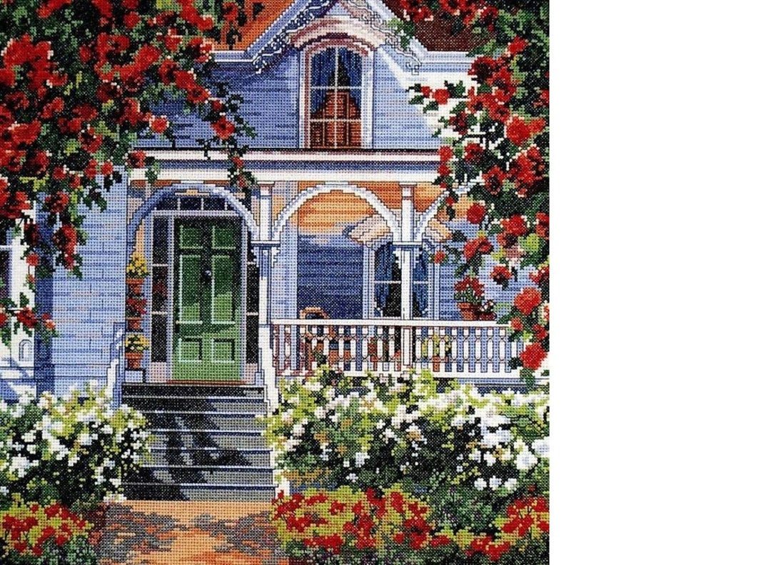 Ukrainian Cross Stitch Kit by Classic Design Cottage With Roses Chalet