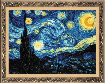 クロスステッチキット 1088 星月夜（ゴッホの絵画をモチーフにした作品