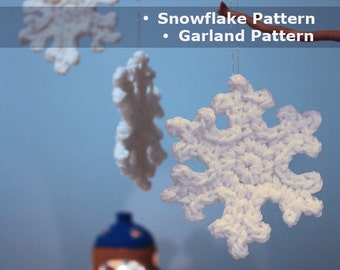 Snowflake crochet pattern garland pattern crochet pattern Christmas crochet pattern Christmas decor Christmas Snowflake Garland Christmas