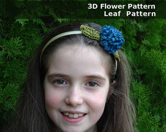 3D crochet flower pattern boho crochet applique diy crochet pattern Christmas headband pattern flower headband crochet headband easy crochet