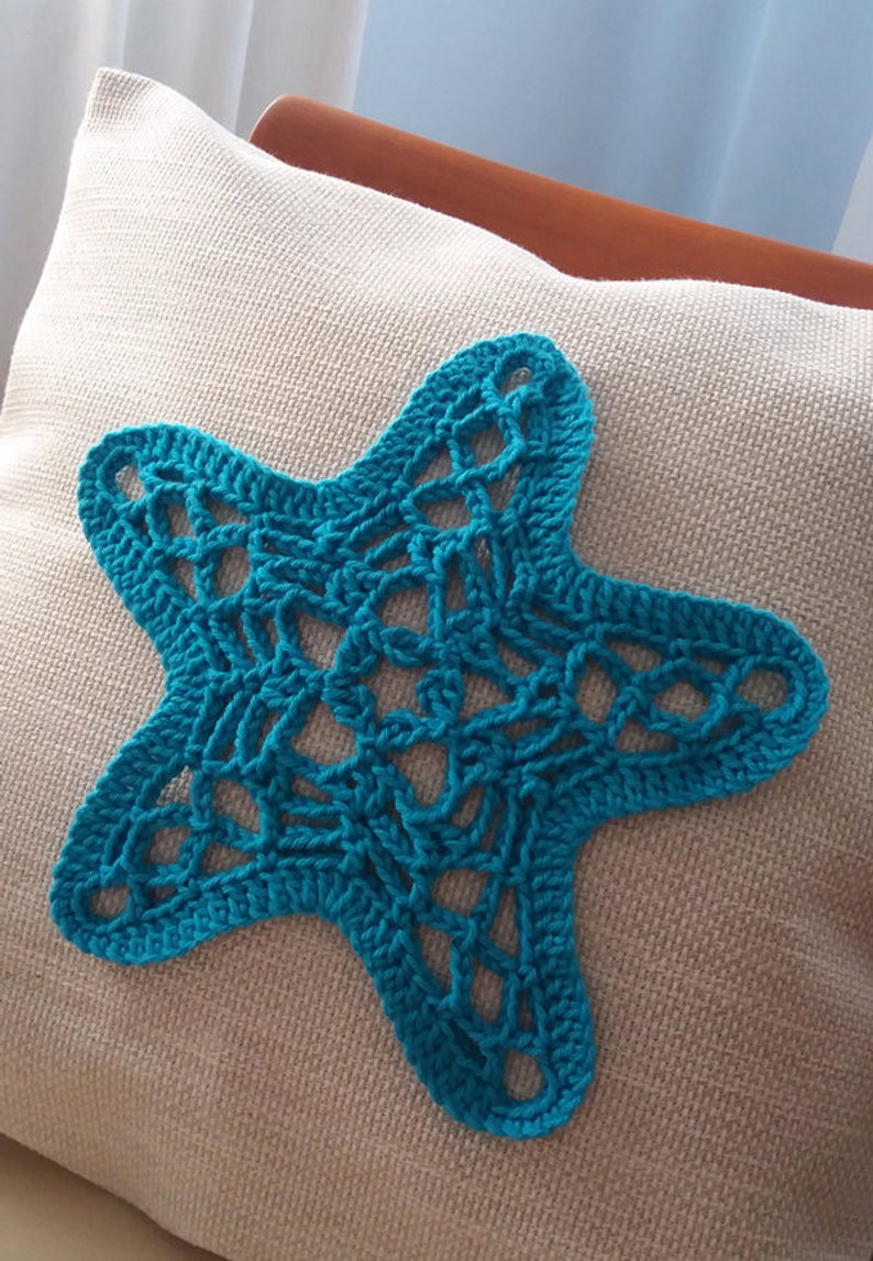 Starfish crochet pattern applique starfish crochet applique crochet throw pillow coastal crochet pattern crochet home decor crochet pattern image 2