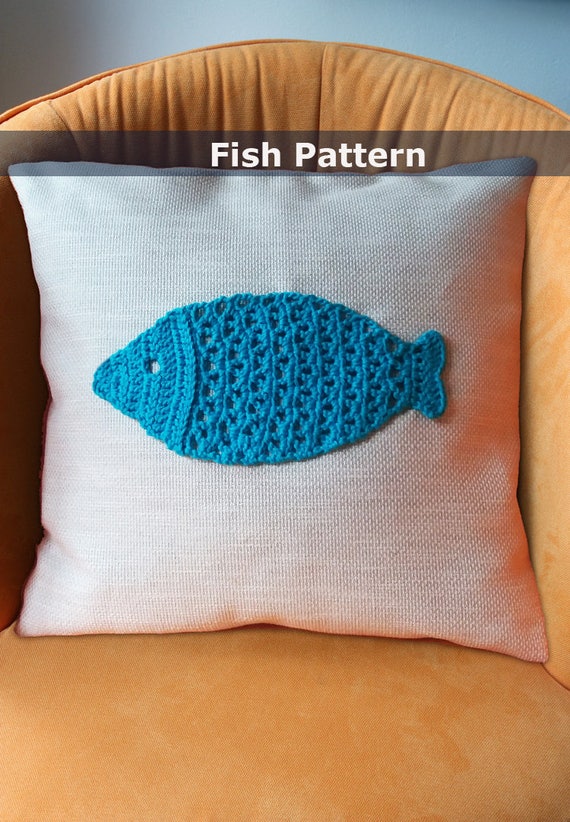 crochet throw pillow crochet fish crochet pattern applique coastal throw pillow pattern coastal crochet home decor crochet pillow ornament