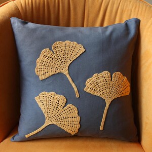 ginkgo crochet pattern applique crochet applique pattern crochet throw pillow crochet leaf pattern crochet home decor modern crochet pattern image 3