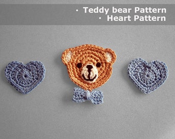 Crochet Pattern Teddy Bear Crochet Applique Teddy Bear Crochet Applique Pattern baby boy crochet Modern Crochet Applique teddy bear pattern