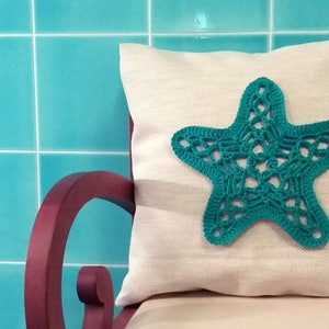 Starfish crochet pattern applique starfish crochet applique crochet throw pillow coastal crochet pattern crochet home decor crochet pattern image 3