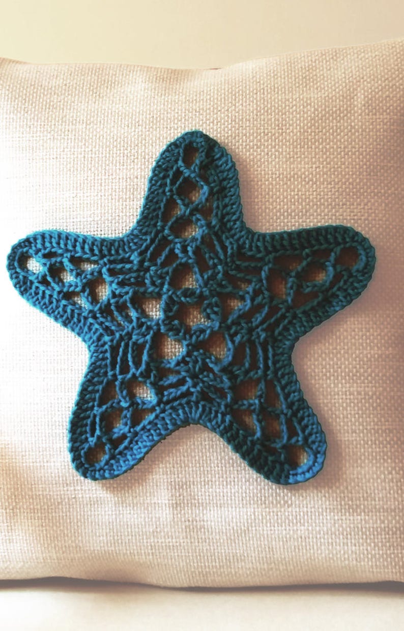 Starfish crochet pattern applique starfish crochet applique crochet throw pillow coastal crochet pattern crochet home decor crochet pattern image 4