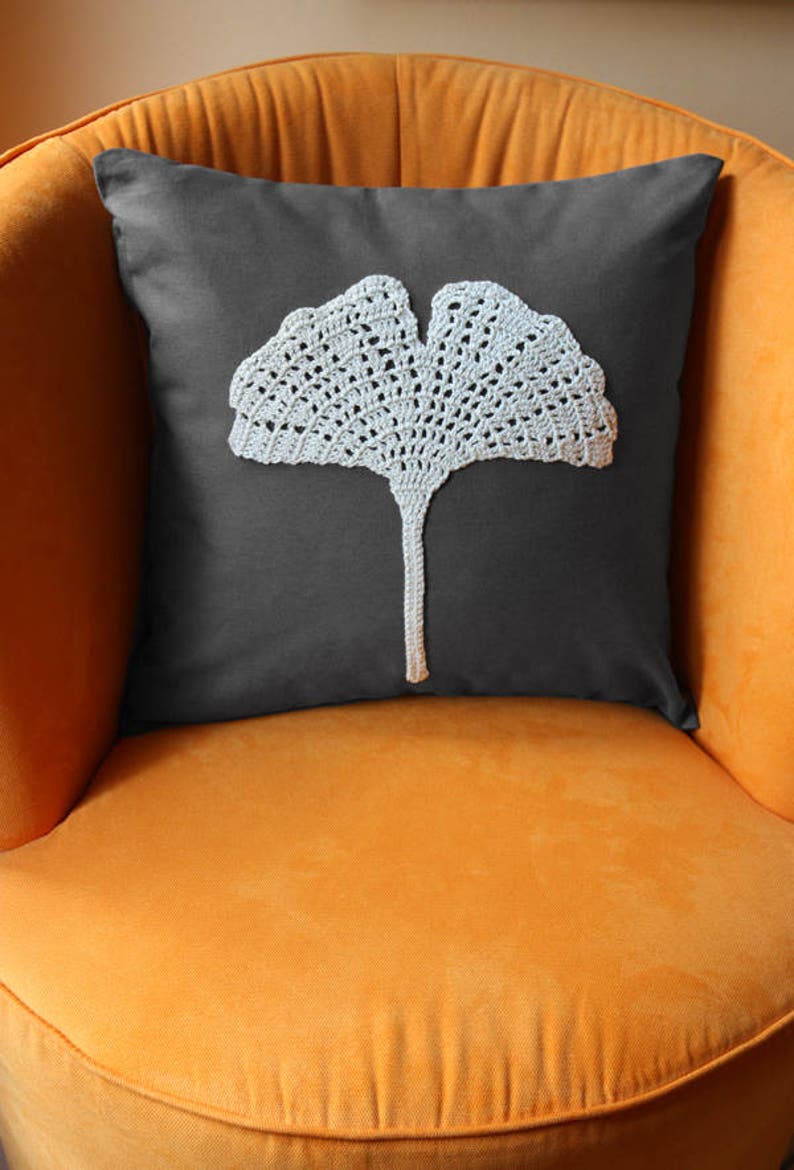 ginkgo crochet pattern applique crochet applique pattern crochet throw pillow crochet leaf pattern crochet home decor modern crochet pattern image 2