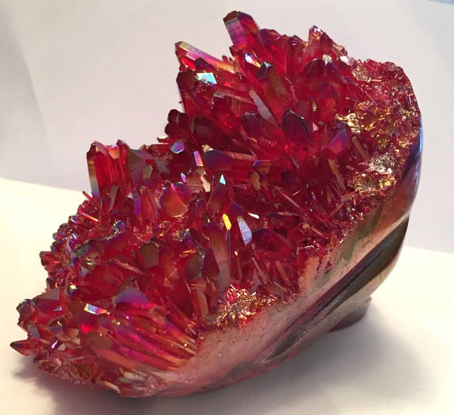 4 LARGE Crystal SKULL Ruby Red Titanium Aura Quartz Etsy