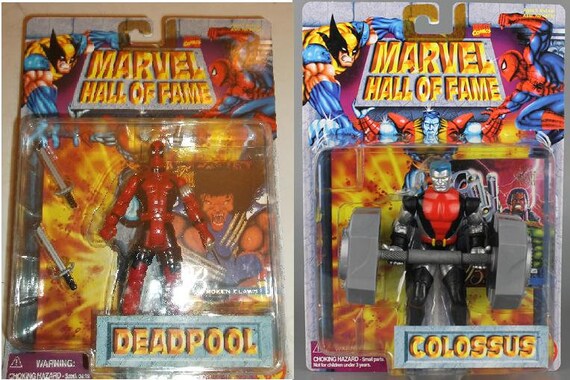 Vintage Toybiz Marvel Hall of Fame DEADPOOL and Colossus LOT