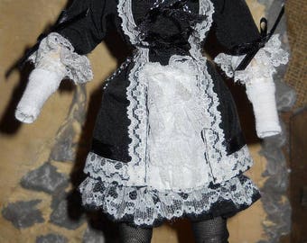 Gothic Maid Outfit for 12" 12 inch 1/6  Dolls and Action Figures loose