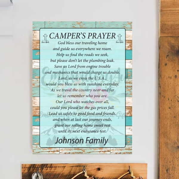 Letrero metálico ligero personalizado con la oración de los campistas / Letrero de oración para campistas / Oración para campistas / Letrero para campistas / Bandera de oración para campistas / Bandera de oración para campistas