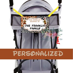 Personalized Safari Mouse Stroller Tag|D!sney Custom Stroller Sign|Stroller Tag|Stroller Tag|Golf Cart Sign|GolfCart License Plate|QuickShip