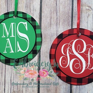 Monogrammed Initial Ornament|Personalized Ornament|Custom Name OrnamentBuffalo Plaid Ornament||Custom Initial Ornament|Christmas Ornament