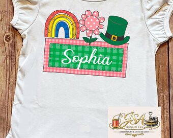 Kids Personalized St Patrick Day Shirt | Shamrock Shirt | St. Patrick Day Shirt | Boy Girl Shamrock Shirt