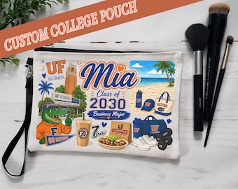 Custom College Makeup Bag | College Logo Makeup Bag | Bed Party Gift | College Cosmetic Bag | Graduation Gift | Personalized College Gift