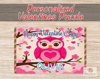 Personalized Kids Valentines Puzzle|Cute Owl Valentine Puzzle|Kids Valentine Puzzle|Valentines Gift|Kids Valentines Gift|Cardboard Puzzle