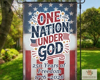 America 250 Years Garden Flag|One Nation Under God|1776–2026 Patriotic Garden Flag|USA Semiquincentennial Outdoor Decor|Fourth of July Flag